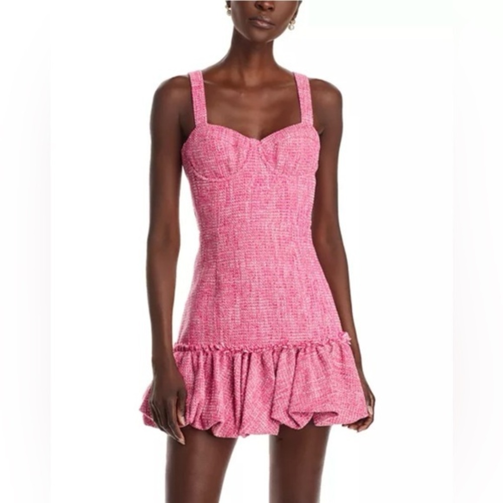 Aqua Tweed Bubble Hem Mini Dress